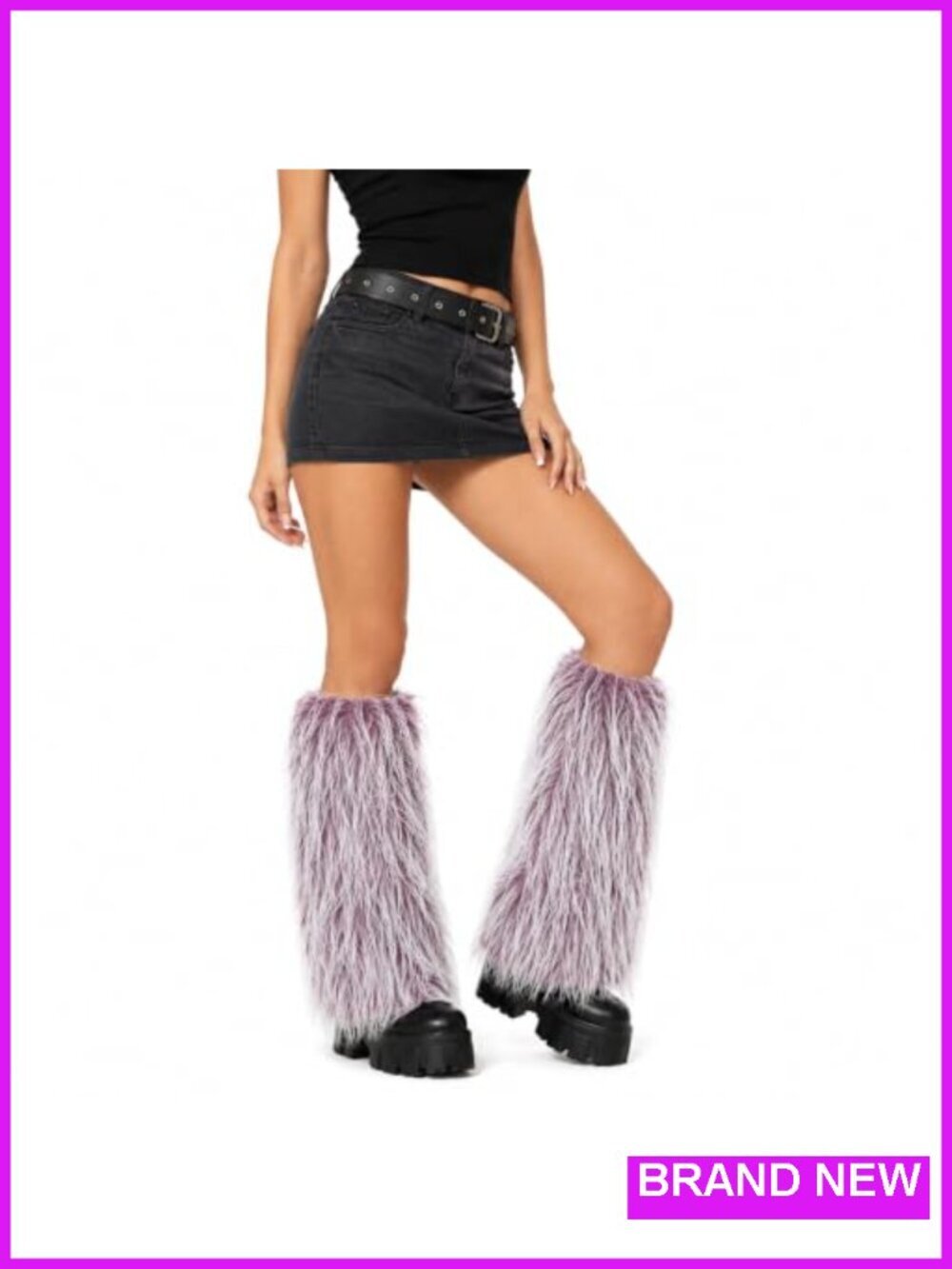 Faux Fur Leg Warmers Boot Cuffs Fluffy Winter Rave Accessory